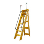 GROVIA Solid Wood 8-Step A-Frame Ladder - Dual Handrails, 1.6m Height for Home & Loft Use - Yellow