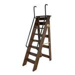 GROVIA Solid Wood 8-Step A-Frame Ladder - Dual Handrails, 1.6m Height for Home & Loft Use - Walnut