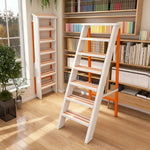 GROVIA Aluminium Alloy 7-Step Folding Ladder - Wide Anti-Slip Steps, 1.4m Height for Home Use - White & Orange