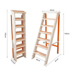 GROVIA Aluminium Alloy 7-Step Folding Ladder - Wide Anti-Slip Steps, 1.4m Height for Home Use - White & Orange