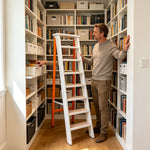 GROVIA Aluminium Alloy 8-Step Folding Ladder - Wide Anti-Slip Steps, 1.6m Height for Home Use - White & Orange