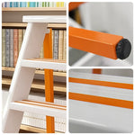 GROVIA Aluminium Alloy 8-Step Folding Ladder - Wide Anti-Slip Steps, 1.6m Height for Home Use - White & Orange