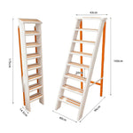 GROVIA Aluminium Alloy 8-Step Folding Ladder - Wide Anti-Slip Steps, 1.6m Height for Home Use - White & Orange
