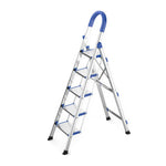 GROVIA Stainless Steel 5-Step Folding Ladder - Full 18cm Wide Steps & Anti-Slip Design for Home Use - Turkish Blue