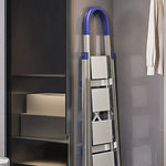 GROVIA Stainless Steel 6-Step Folding Ladder - Full 18cm Wide Steps & Anti-Slip Design for Home Use - Turkish Blue