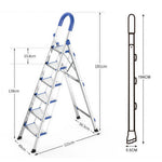 GROVIA Stainless Steel 6-Step Folding Ladder - Full 18cm Wide Steps & Anti-Slip Design for Home Use - Turkish Blue