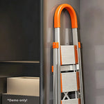 GROVIA Stainless Steel 7-Step Folding Ladder - Full 13cm Wide Steps & Anti-Slip Design for Home Use - Sunset Orange