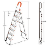 GROVIA Stainless Steel 7-Step Folding Ladder - Full 13cm Wide Steps & Anti-Slip Design for Home Use - Sunset Orange
