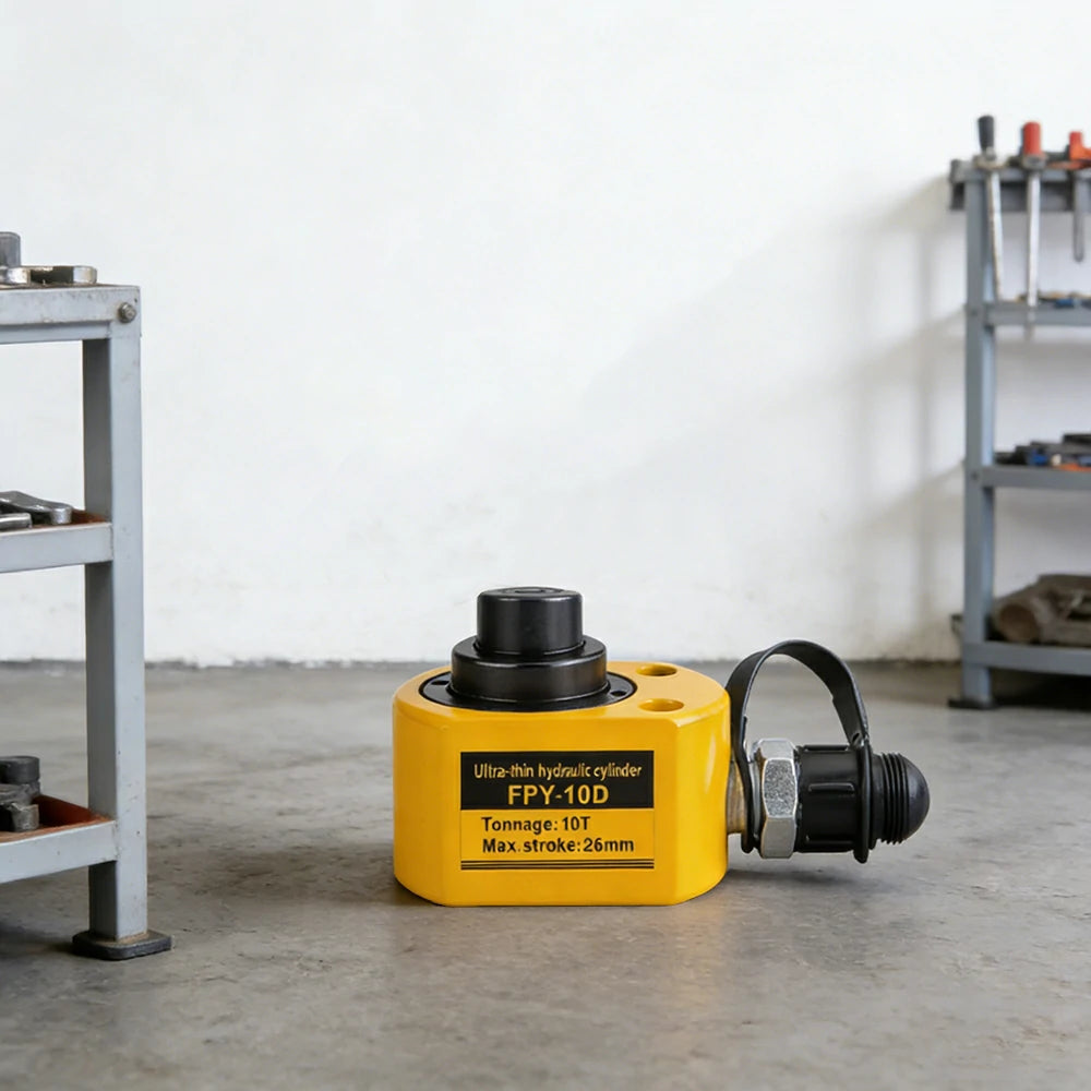 GROVIA 10T Multi Stage Hydraulic Jack 26mm Stroke Compact High Pressure Industrial Lifting Equipment Use - Yellow