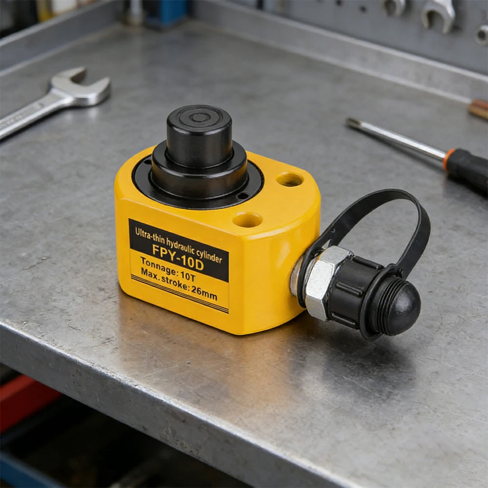 GROVIA 10T Multi Stage Hydraulic Jack 26mm Stroke Compact High Pressure Industrial Lifting Equipment Use - Yellow