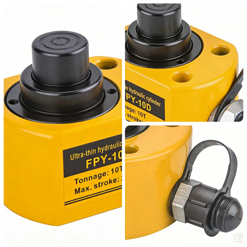 GROVIA 10T Multi Stage Hydraulic Jack 26mm Stroke Compact High Pressure Industrial Lifting Equipment Use - Yellow
