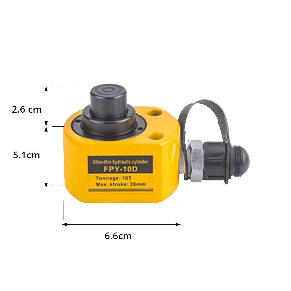 GROVIA 10T Multi Stage Hydraulic Jack 26mm Stroke Compact High Pressure Industrial Lifting Equipment Use - Yellow