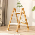 GROVIA Designer Series 3-Step Folding Ladder - Decorative Plant Stand & Storage Shelf, Lightweight Home Step Stool - Spruce White