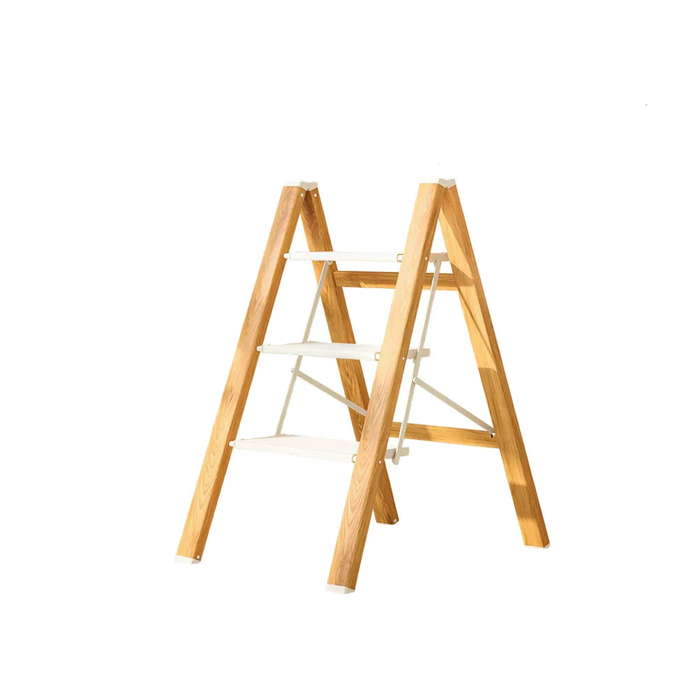 GROVIA Designer Series 3-Step Folding Ladder - Decorative Plant Stand & Storage Shelf, Lightweight Home Step Stool - Spruce White