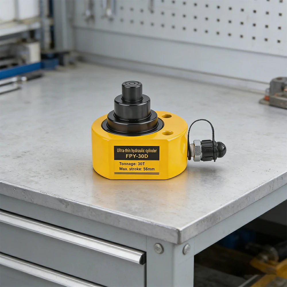 GROVIA 30T Multi Stage Hydraulic Jack 54mm Stroke Heavy Duty High Pressure Industrial Lifting Equipment Use - Yellow