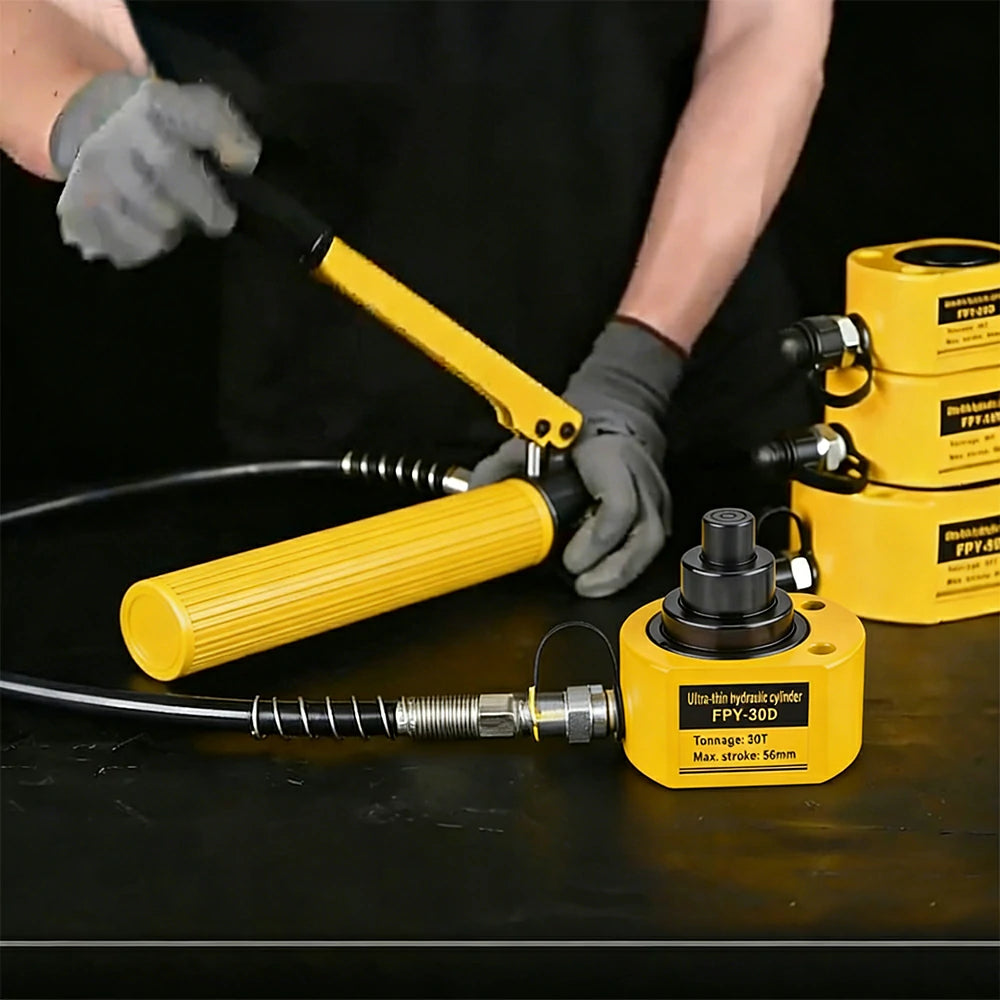 GROVIA 30T Multi Stage Hydraulic Jack 54mm Stroke Heavy Duty High Pressure Industrial Lifting Equipment Use - Yellow