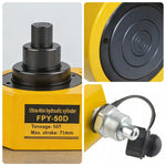GROVIA 50T Multi Stage Hydraulic Jack 71mm Stroke Heavy Duty High Pressure Industrial Lifting Equipment Use - Yellow