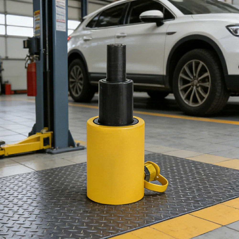 GROVIA 20T Multi Stage Hydraulic Jack 100mm Stroke Compact High Pressure Industrial Lifting Equipment Use - Yellow