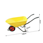 GROVIA Heavy Duty Wheelbarrow Reinforced Steel Frame Solid Tyre Durable Wheel for Construction Garden Farm Home Use - Yellow