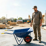 GROVIA Heavy Duty Wheelbarrow Reinforced Steel Frame Pneumatic Tyre Durable Wheel for Construction Garden Farm Home Use - Blue