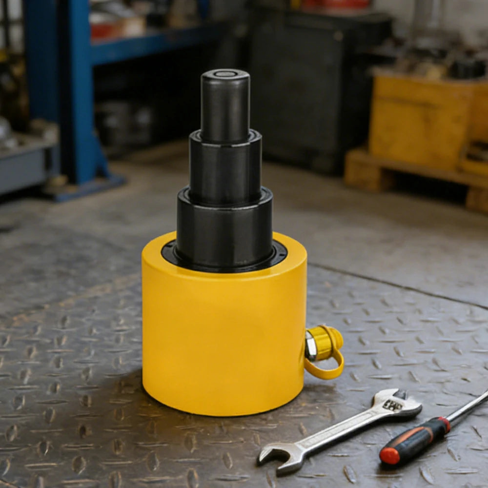 GROVIA 50T Multi Stage Hydraulic Jack 150mm Stroke Heavy Duty High Pressure Industrial Lifting Equipment Use - Yellow