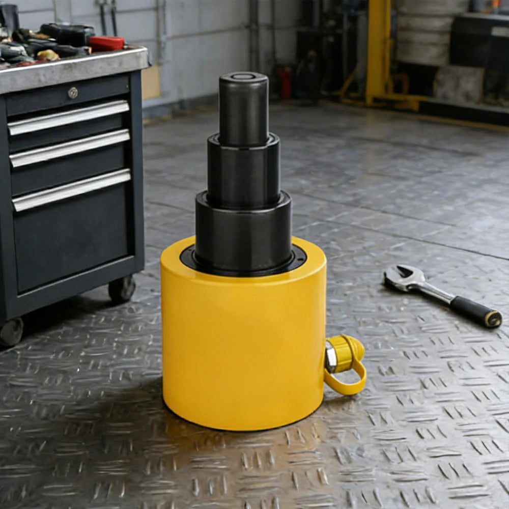 GROVIA 50T Multi Stage Hydraulic Jack 150mm Stroke Heavy Duty High Pressure Industrial Lifting Equipment Use - Yellow