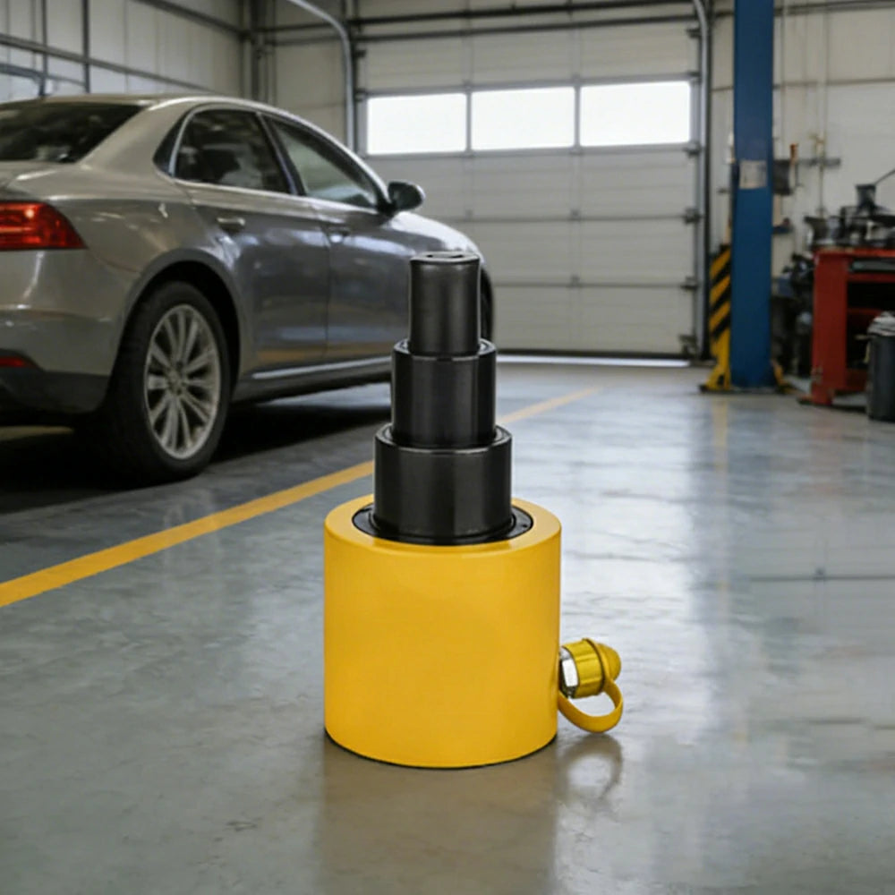 GROVIA 50T Multi Stage Hydraulic Jack 150mm Stroke Heavy Duty High Pressure Industrial Lifting Equipment Use - Yellow