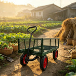 GROVIA Heavy Duty Utility Cart Reinforced Metal Frame Removable Mesh Panel Solid Wheel for Outdoor Garden Farm Home Use