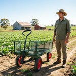 GROVIA Heavy Duty Utility Cart Reinforced Metal Frame Removable Mesh Panel Solid Wheel for Outdoor Garden Farm Home Use