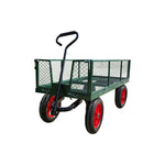 GROVIA Heavy Duty Utility Cart Reinforced Metal Frame Removable Mesh Panel Solid Wheel for Outdoor Garden Farm Home Use