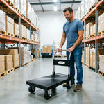 GROVIA Folding Platform Hand Truck Reinforced Steel Frame Heavy Duty Foldable Trolley for Warehouse Office Home Moving Use - Black