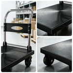 GROVIA Folding Platform Hand Truck Reinforced Steel Frame Heavy Duty Foldable Trolley for Warehouse Office Home Moving Use - Black
