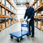 GROVIA Folding Platform Hand Truck Reinforced Steel Frame Heavy Duty Foldable Trolley for Warehouse Office Home Moving Use - Blue