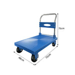 GROVIA Folding Platform Hand Truck Reinforced Steel Frame Heavy Duty Foldable Trolley for Warehouse Office Home Moving Use - Blue