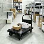 GROVIA Folding Hand Truck with Reinforced Steel Platform Durable Quiet Wheels Portable Cart for Parcel Warehouse Home Use - Black
