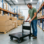 GROVIA Folding Hand Truck with Reinforced Steel Platform Durable Quiet Wheels Portable Cart for Parcel Warehouse Home Use - Black