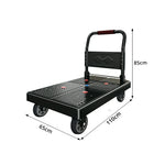 GROVIA Folding Hand Truck with Reinforced Steel Platform Durable Quiet Wheels Portable Cart for Parcel Warehouse Home Use - Black