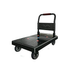 GROVIA Folding Hand Truck with Reinforced Steel Platform Durable Quiet Wheels Portable Cart for Parcel Warehouse Home Use - Black