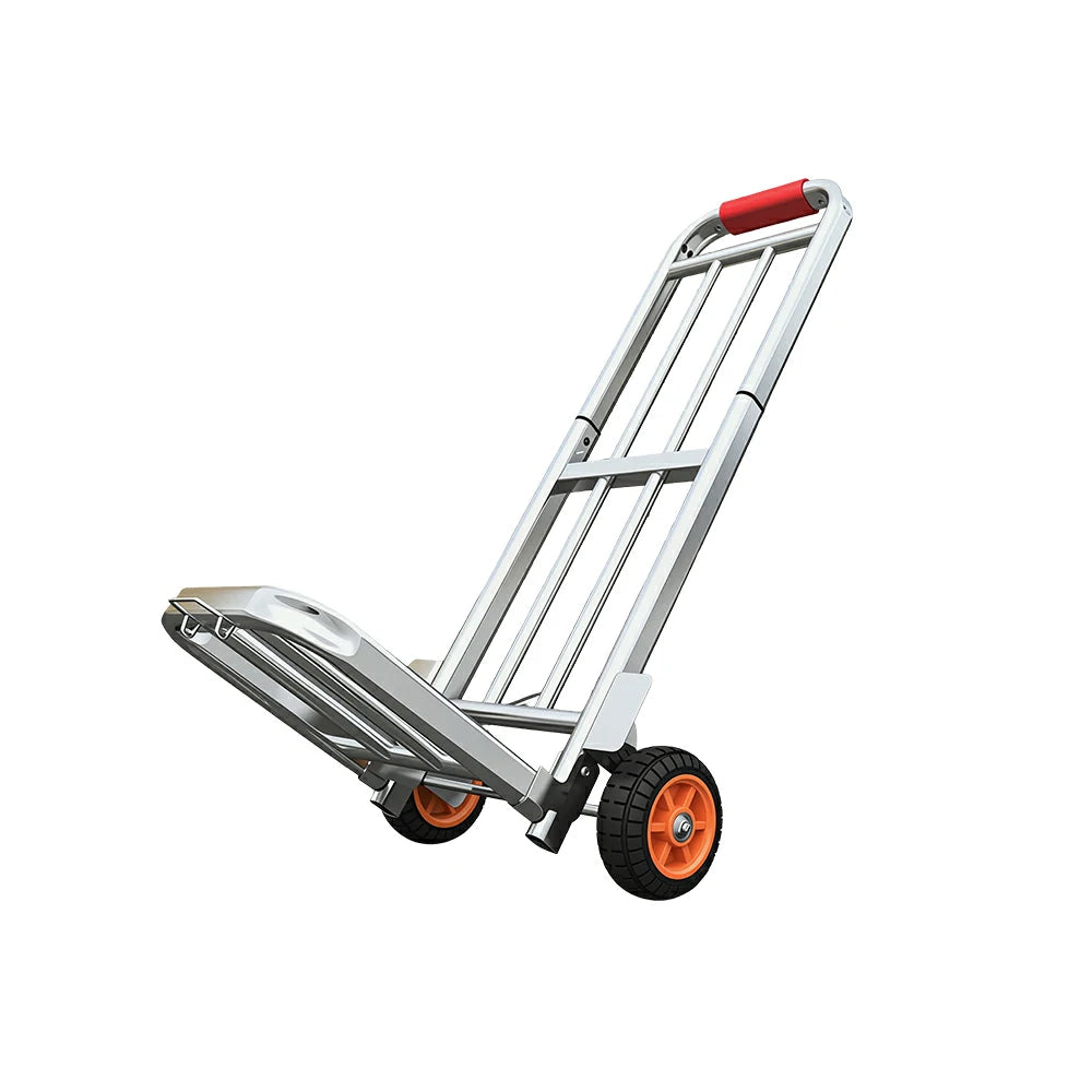 GROVIA Folding Hand Trolley 40mm Reinforced Frame Adjustable Handle Quiet Wheels for Shopping Parcel Home Moving Use