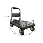 GROVIA Folding Platform Trolley Reinforced Steel Deck Removable Side Rails Dual Bearing Casters for Warehouse Moving Use - Black