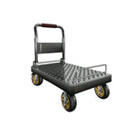 GROVIA Folding Platform Trolley Reinforced Steel Deck Removable Side Rails Dual Bearing Casters for Warehouse Moving Use - Black