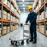 GROVIA Folding Platform Trolley Reinforced Steel Deck Removable Side Rails Dual Bearing Casters for Warehouse Moving Use - Silver