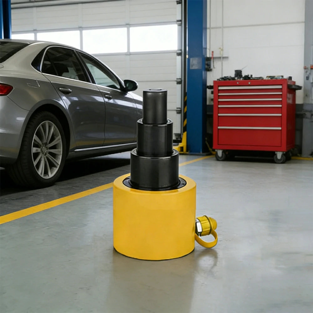 GROVIA 100T Multi Stage Hydraulic Jack 150mm Stroke Heavy Duty High Pressure Industrial Lifting Equipment Use - Yellow