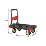 GROVIA Heavy Duty Steel Platform Trolley Reinforced Frame Patterned Steel Deck Folding Handle 73/90cm for Warehouse Construction Use