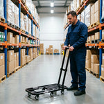 GROVIA Heavy Duty Platform Trolley Adjustable Folding Hand Truck Six Wheel Cart for Warehouse Moving Office Storage and Transport