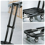 GROVIA Heavy Duty Platform Trolley Adjustable Folding Hand Truck Six Wheel Cart for Warehouse Moving Office Storage and Transport