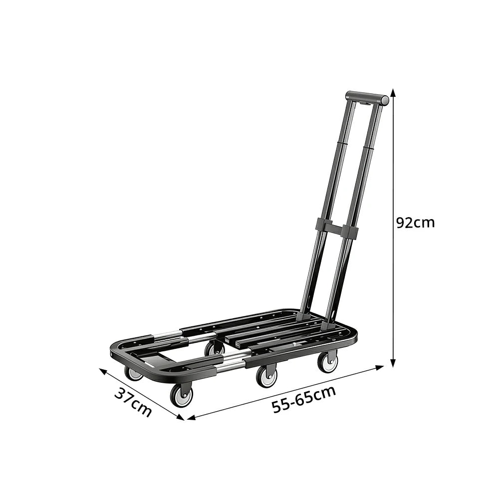GROVIA Heavy Duty Platform Trolley Adjustable Folding Hand Truck Six Wheel Cart for Warehouse Moving Office Storage and Transport