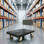 GROVIA Folding Platform Cart Heavy Duty Steel Handle Trolley with Anti Slip PP Deck Shock Absorbing Wheels for Courier Warehouse and Home Moving - Black
