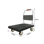 GROVIA Folding Platform Cart Heavy Duty Steel Handle Trolley with Anti Slip PP Deck Shock Absorbing Wheels for Courier Warehouse and Home Moving - Black
