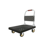 GROVIA Folding Platform Cart Heavy Duty Steel Handle Trolley with Anti Slip PP Deck Shock Absorbing Wheels for Courier Warehouse and Home Moving - Black